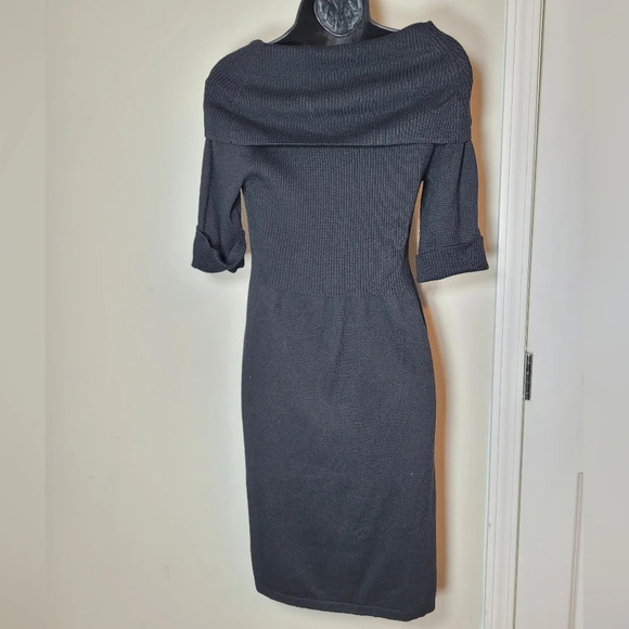 Kasper Off Shoulder Black Angora Cotton Blend Luxurious Mini Dress sz L - Picture 3 of 11